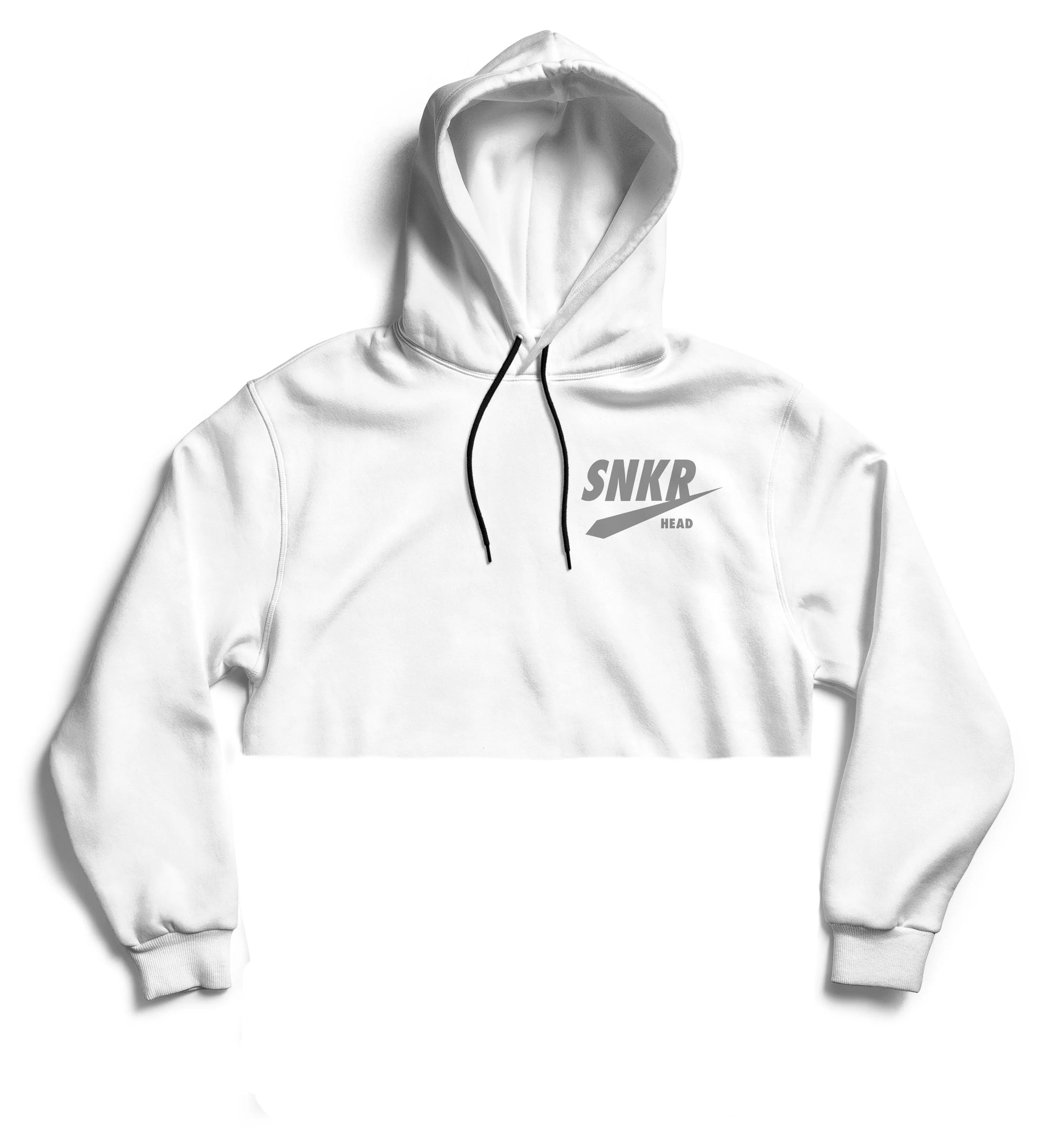 SNKR HEAD Reflective White Crop Hoodie
