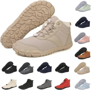 Snow Boots for Women&Men Winter Boots Barefoot Women's Men's Warm Faux Fur Lined Waterproof Snow Sneakers Wide Toe Box Zero Drop Ankle Booties Slip On Minimalist Barefoot Winter Casual Shoes
