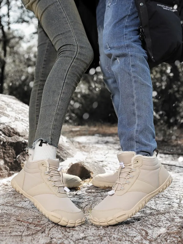 Snow Boots for Women&Men Winter Boots Barefoot Women's Men's Warm Faux Fur Lined Waterproof Snow Sneakers Wide Toe Box Zero Drop Ankle Booties Slip On Minimalist Barefoot Winter Casual Shoes