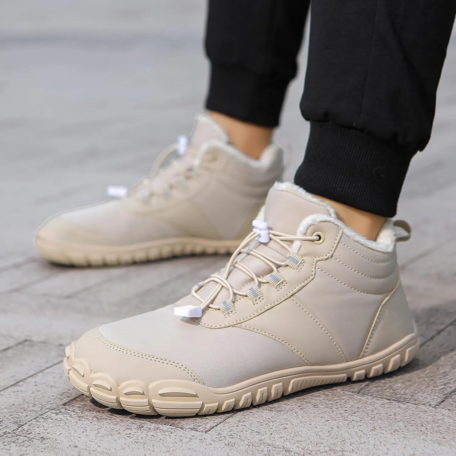 Snow Boots for Women&Men Winter Boots Barefoot Women's Men's Warm Faux Fur Lined Waterproof Snow Sneakers Wide Toe Box Zero Drop Ankle Booties Slip On Minimalist Barefoot Winter Casual Shoes
