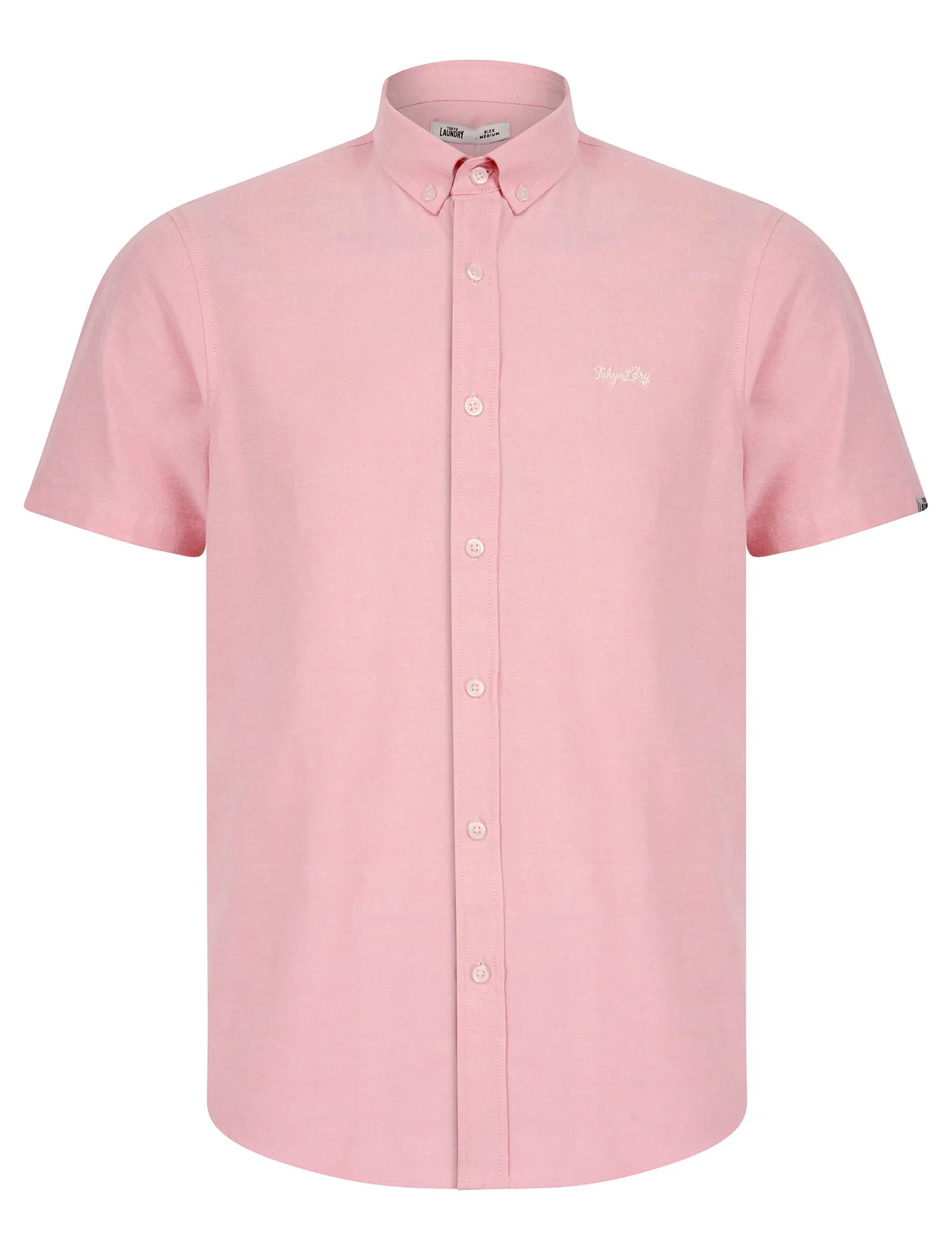 Tiberius Short Sleeve Oxford Cotton Shirt in Pink  - Tokyo Laundry