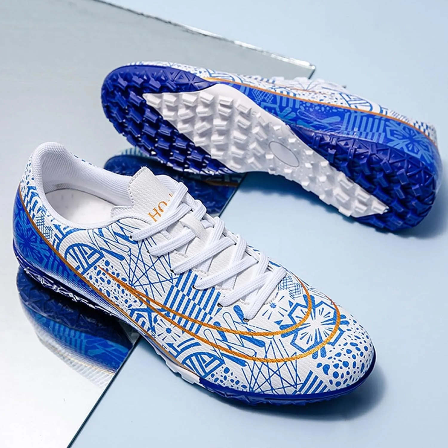 Unisex-Adult Football Cleats Wide Fit Competition, Soccer Cleats Athletic High Top Turf Training Professional Lightweight Ground Shoes