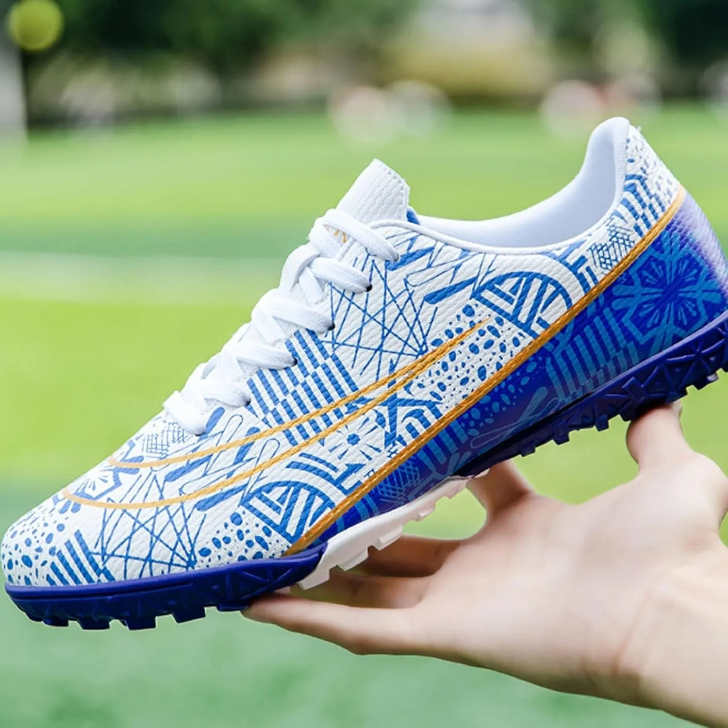 Unisex-Adult Football Cleats Wide Fit Competition, Soccer Cleats Athletic High Top Turf Training Professional Lightweight Ground Shoes