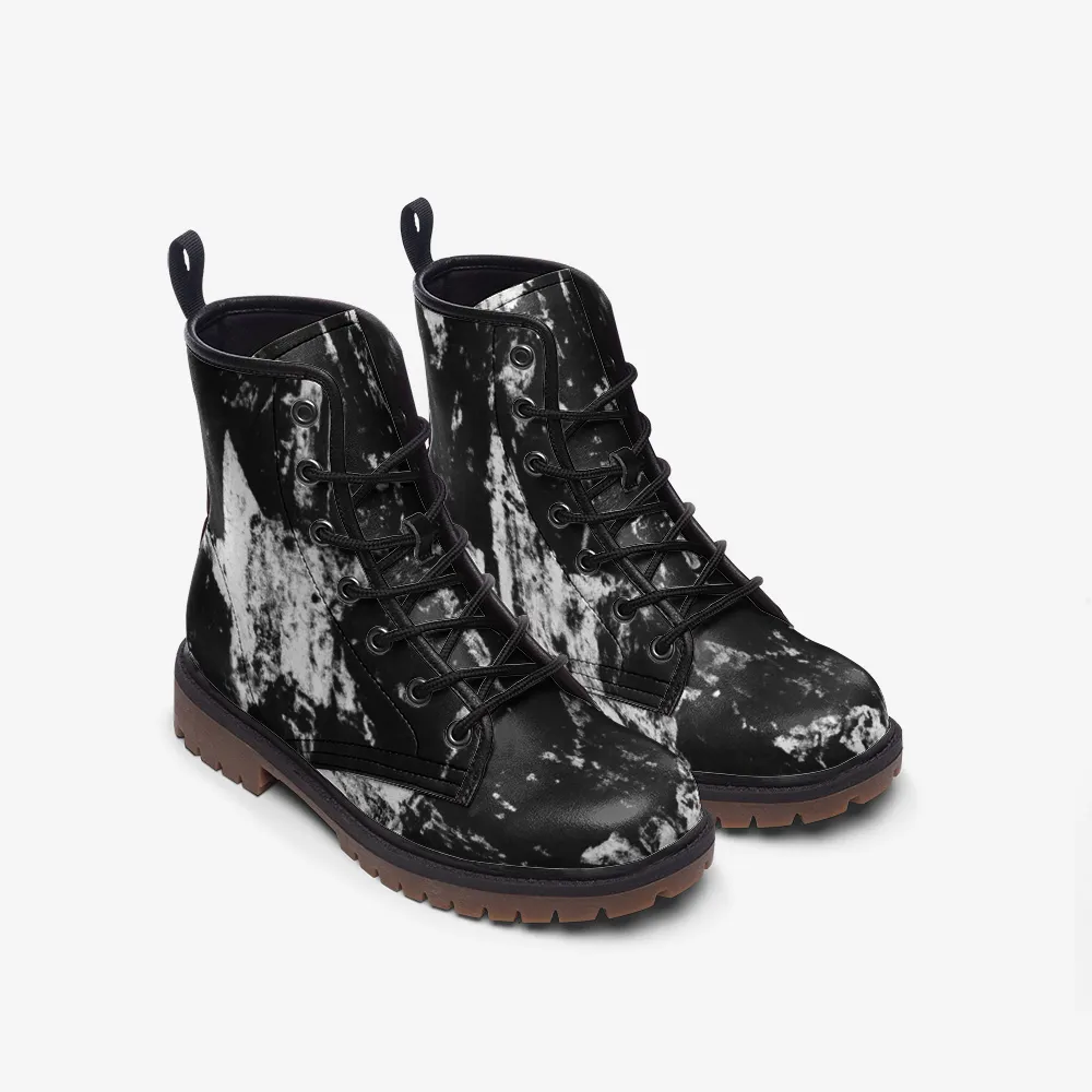 Vampire Art Grunge Stars Casual Vegan Leather Combat Boots - Black - US sizes