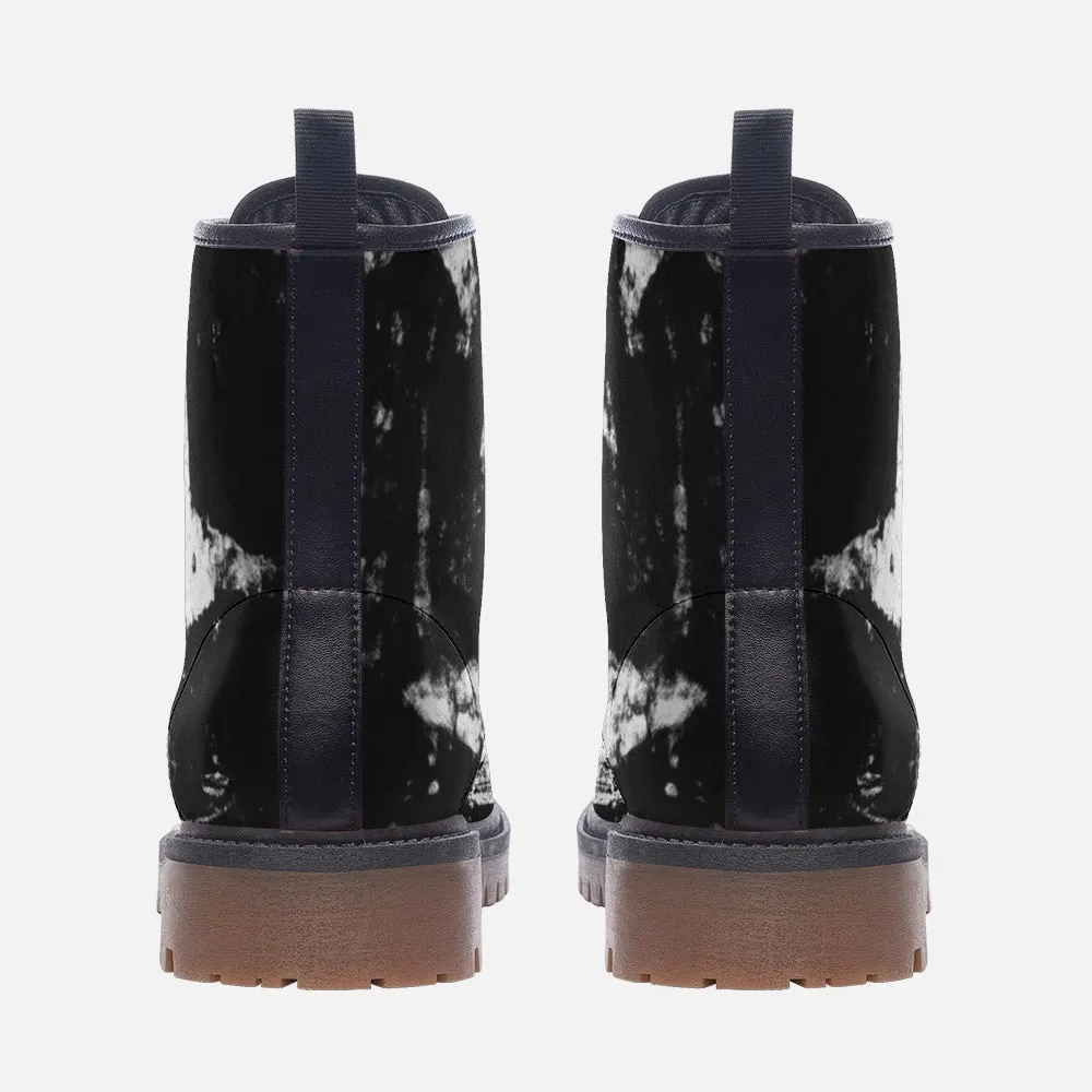 Vampire Art Grunge Stars Casual Vegan Leather Combat Boots - Black - US sizes