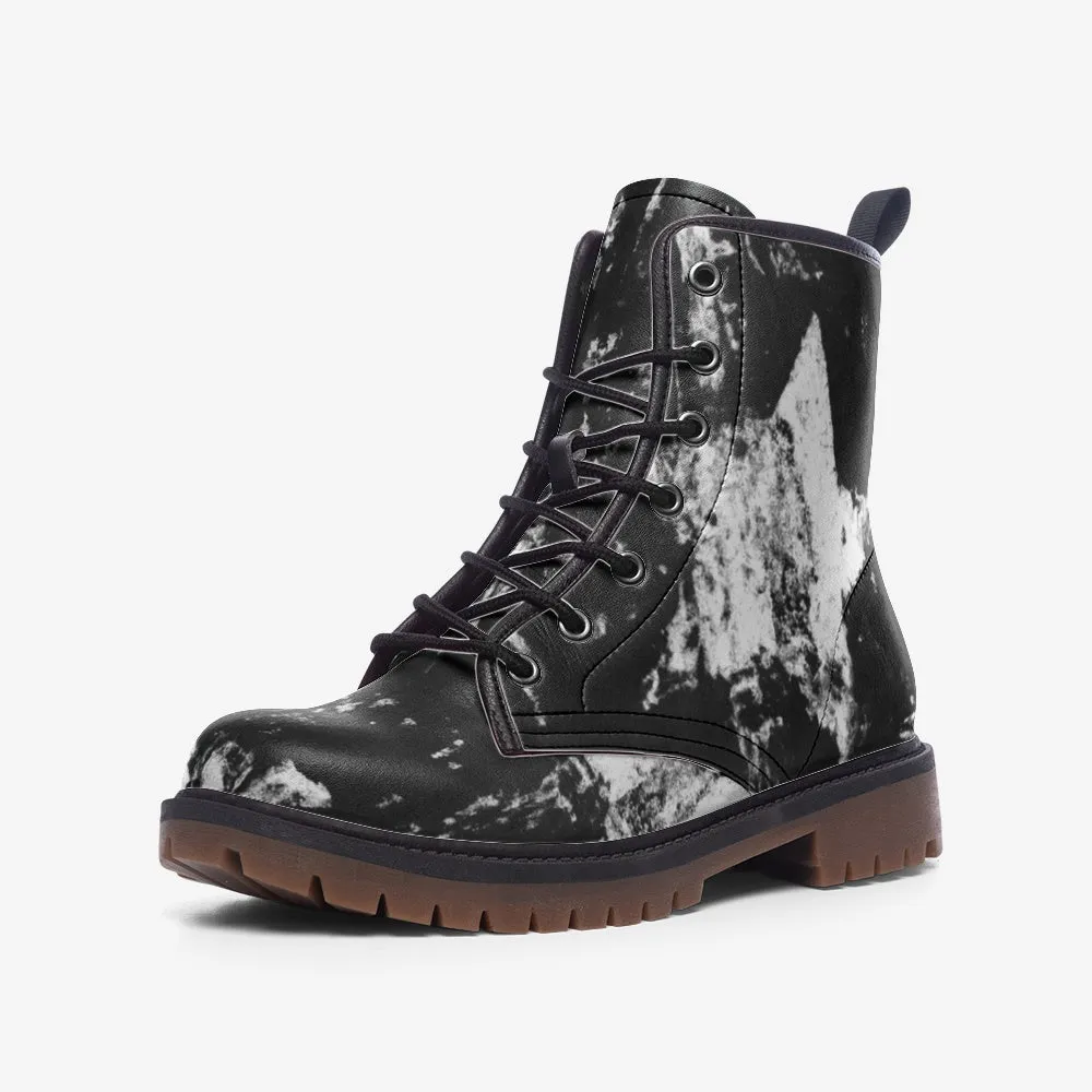 Vampire Art Grunge Stars Casual Vegan Leather Combat Boots - Black - US sizes