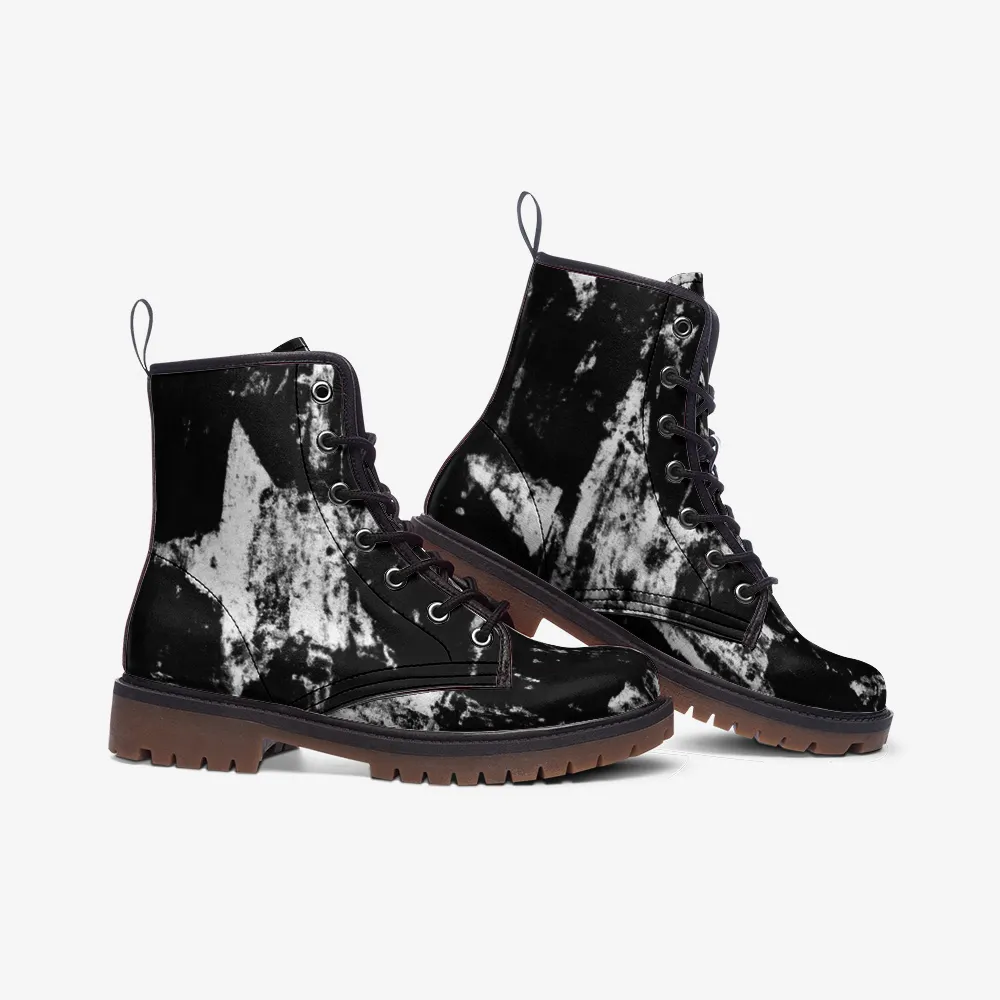 Vampire Art Grunge Stars Casual Vegan Leather Combat Boots - Black - US sizes
