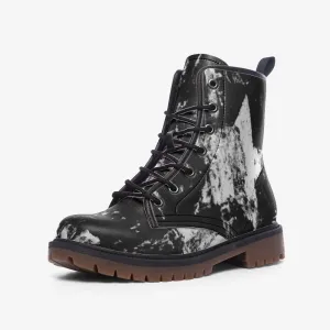 Vampire Art Grunge Stars Casual Vegan Leather Combat Boots - Black - US sizes