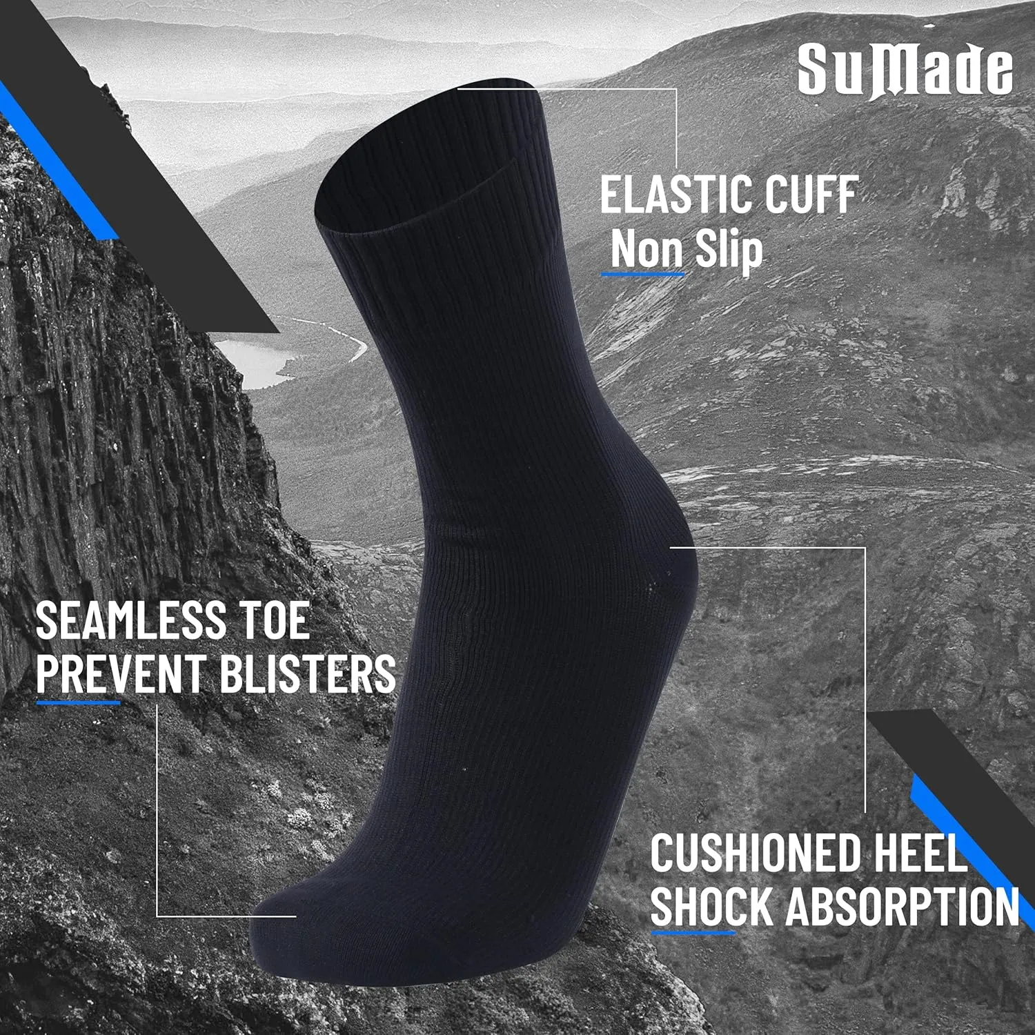 Waterproof Socks, Unisex Men Women Breathable Dry Fit Moisture Wicking Hiking Cycling Kayaking Crew Socks