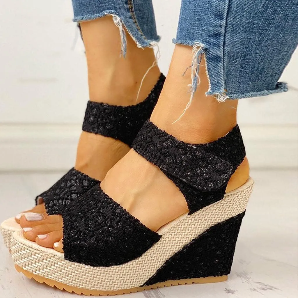 Wedge Sandal for Women Ankle Strap Flatform Arch Support Fish Mouth Toe Shoes Platform Espadrilles Waterproof Chunky Open