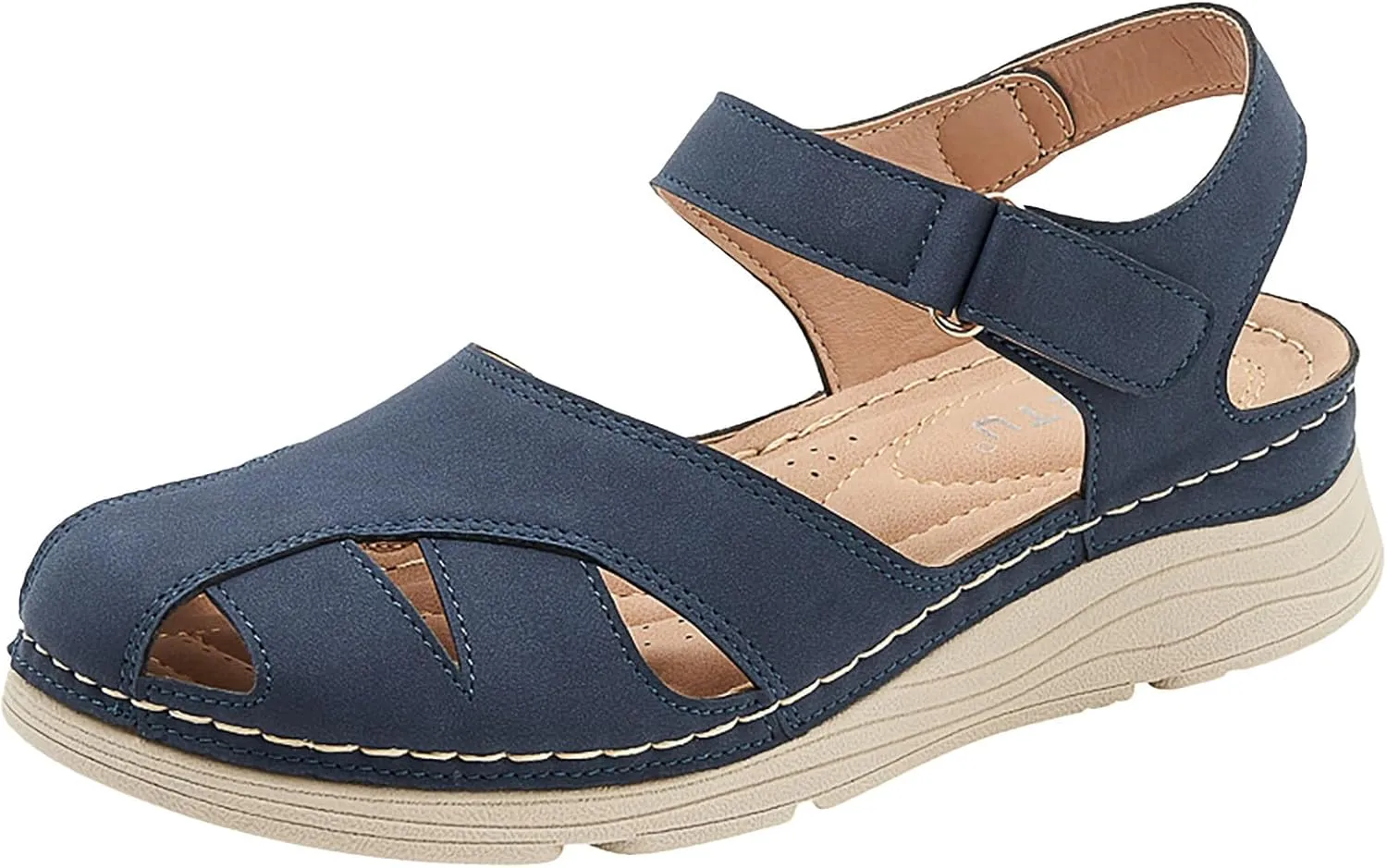 Wedge Sandals for Women 2024 Women Summer Hollow Hook Loop Casual Round Toe Wedges Comfortable Beach Shoes Sandals