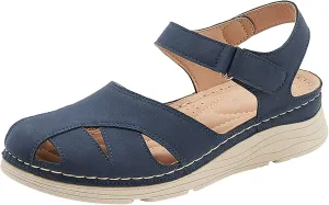Wedge Sandals for Women 2024 Women Summer Hollow Hook Loop Casual Round Toe Wedges Comfortable Beach Shoes Sandals