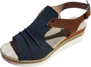 Wedge Sandals for Women Comfortable Low Heel Orthopedic Espadrilles Open Toe Summer Dressy Flat Sandal Wide Width Ankle Strap Casual Slip on Beach Sandals Comfortable Boho Outdoor Espadrilles Shoes
