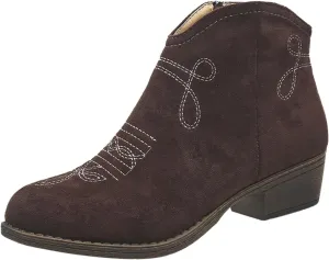 Western Ankle Boots for Women Cowgirl Boots for Women Classic Round Toe Bare Boots Side Zipper Low Heels Lightweight