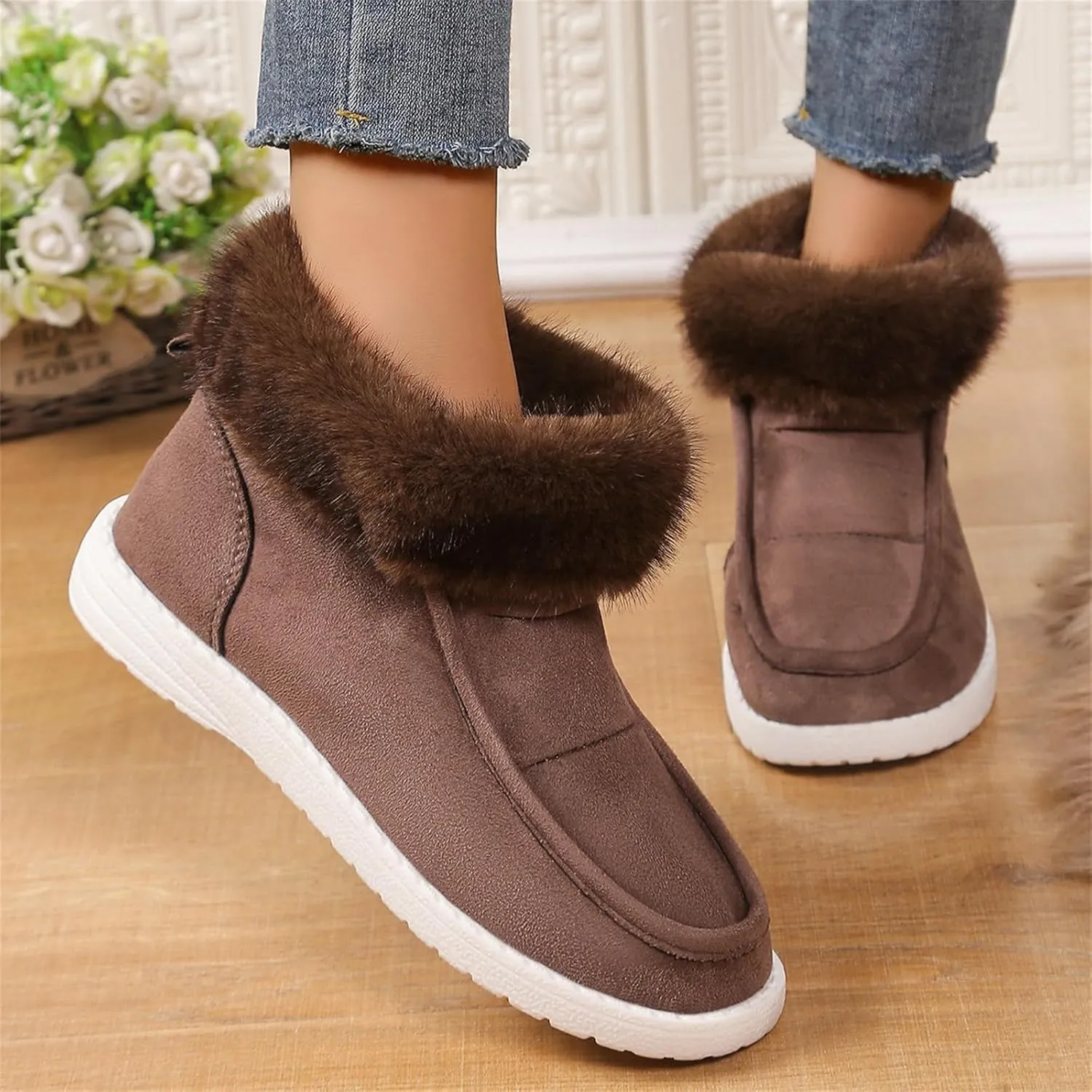 Winter White Boots for Women Size 12 Warm Boots for Men Waterproof Ankle Winter Boots for Women Black Fluffy Boots Womens Winter Boots White of Today