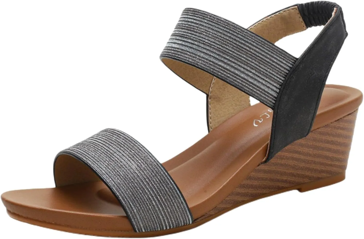 Women Dressy Summer Comfortable Open Toe Wedge Sandals Low Heel Casual Comfy Cute Beach Elastic Strap Shoes Wedding Work Office Fashion Trendy Sandal Lightweight Breathable Outdoor Sandals