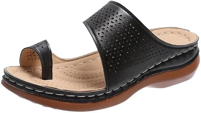 Women Low Wedge Heel Sandals Open Toe Lady Work Summer Shoes Comfortable Orthopedic Casual Walking Wedges Platform Flip Flops Arch Support Bunion Breathable Shoes