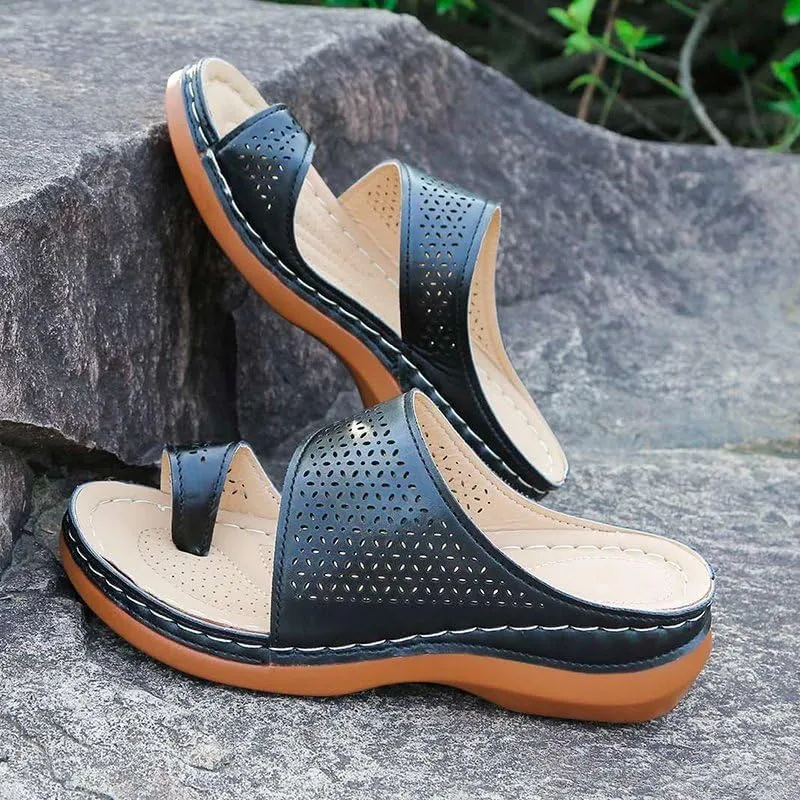 Women Low Wedge Heel Sandals Open Toe Lady Work Summer Shoes Comfortable Orthopedic Casual Walking Wedges Platform Flip Flops Arch Support Bunion Breathable Shoes