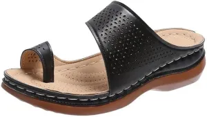 Women Low Wedge Heel Sandals Open Toe Lady Work Summer Shoes Comfortable Orthopedic Casual Walking Wedges Platform Flip Flops Arch Support Bunion Breathable Shoes