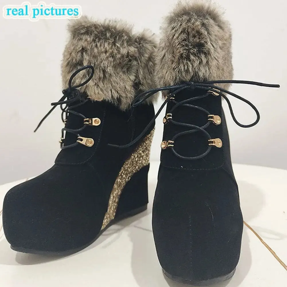 Women Warm Boots Platform High Heels RUSSIAN STYLE