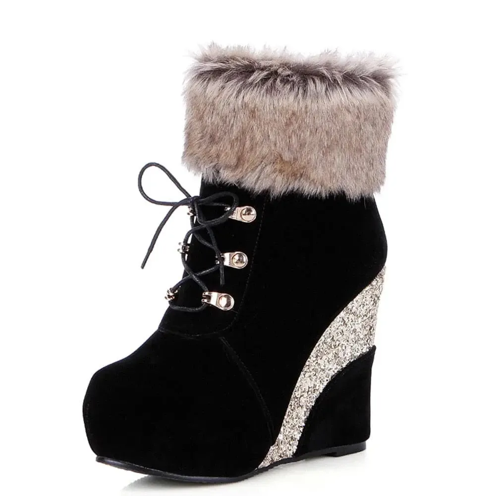 Women Warm Boots Platform High Heels RUSSIAN STYLE