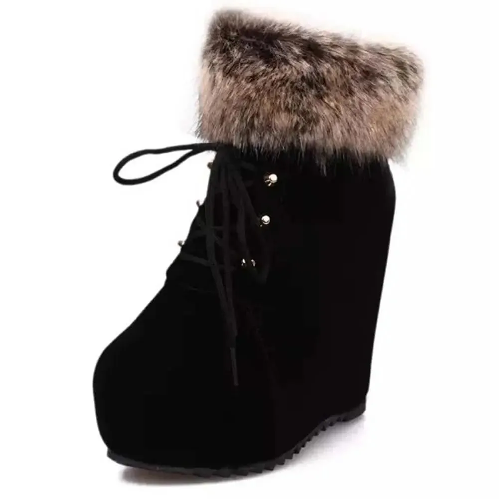 Women Warm Boots Platform High Heels RUSSIAN STYLE