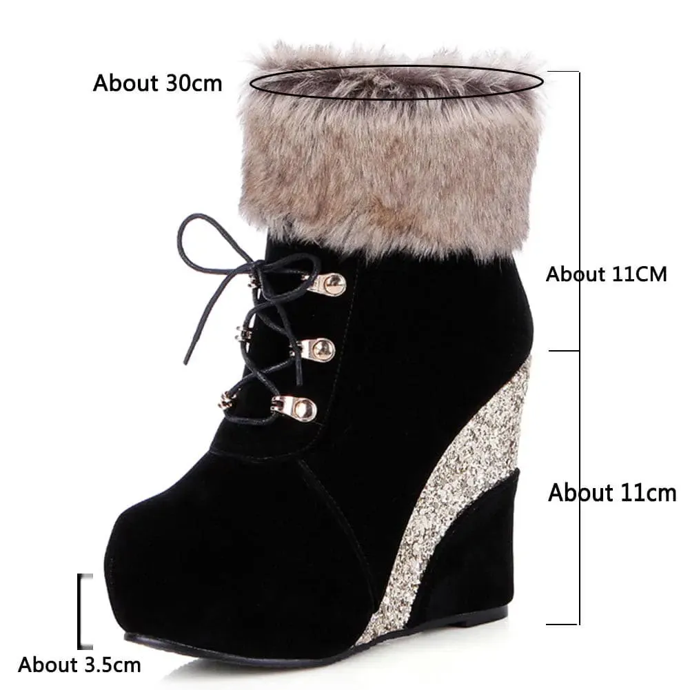 Women Warm Boots Platform High Heels RUSSIAN STYLE