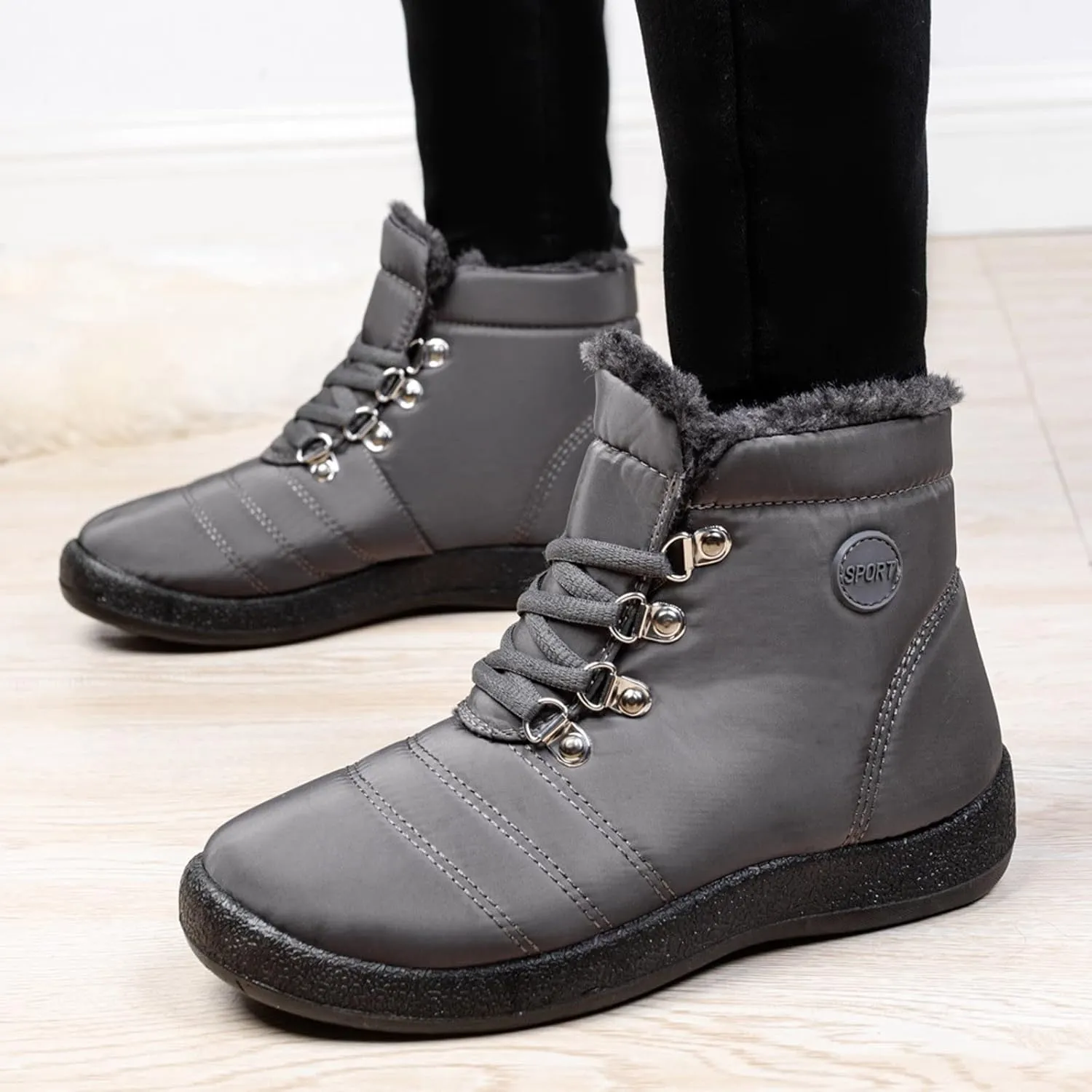 Women Winter Boots Wide Calf White and Black Winter Boots for Women Snow Boots Women Slip On Winter Boots for Women Womens Winter Booties Prime of Day Deals