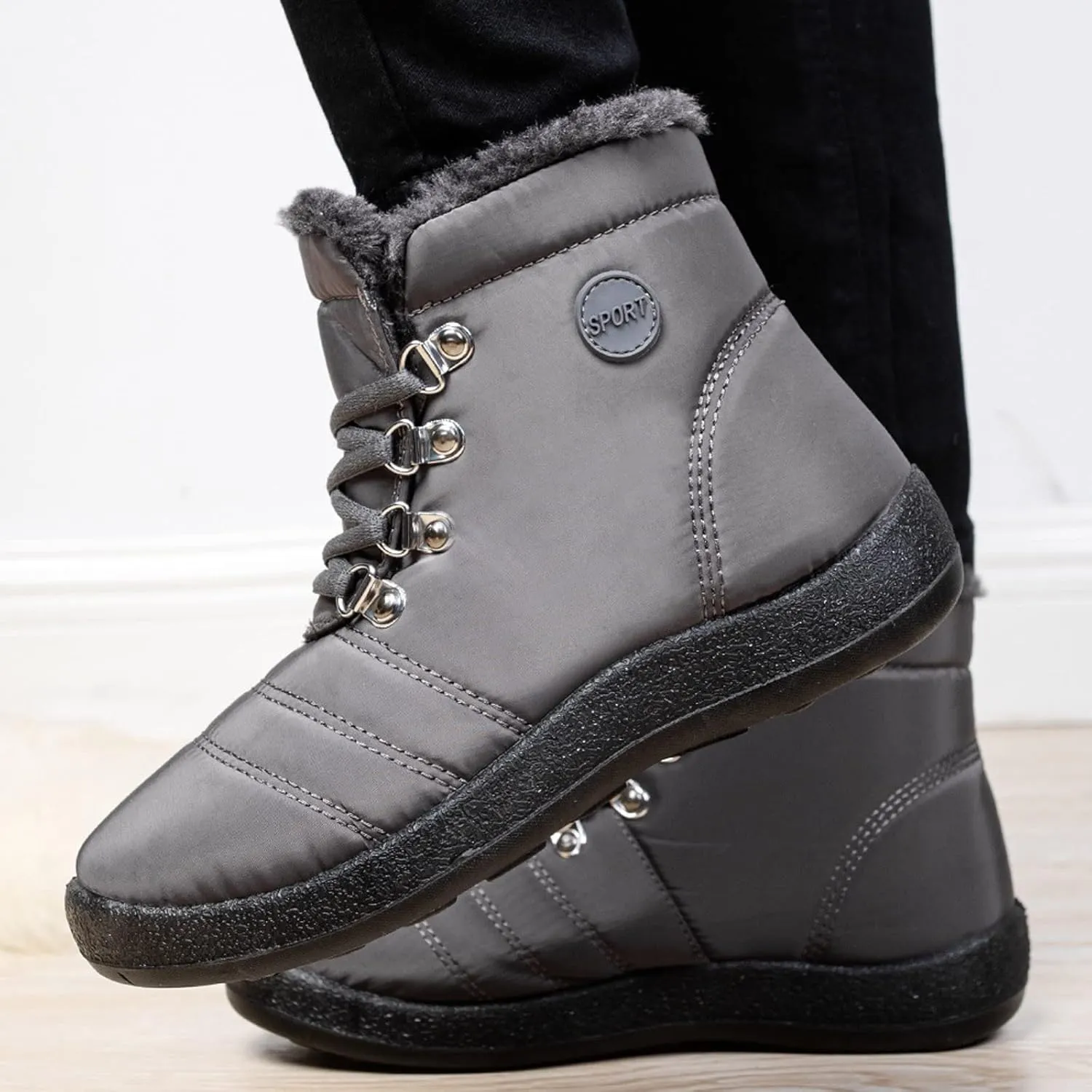 Women Winter Boots Wide Calf White and Black Winter Boots for Women Snow Boots Women Slip On Winter Boots for Women Womens Winter Booties Prime of Day Deals
