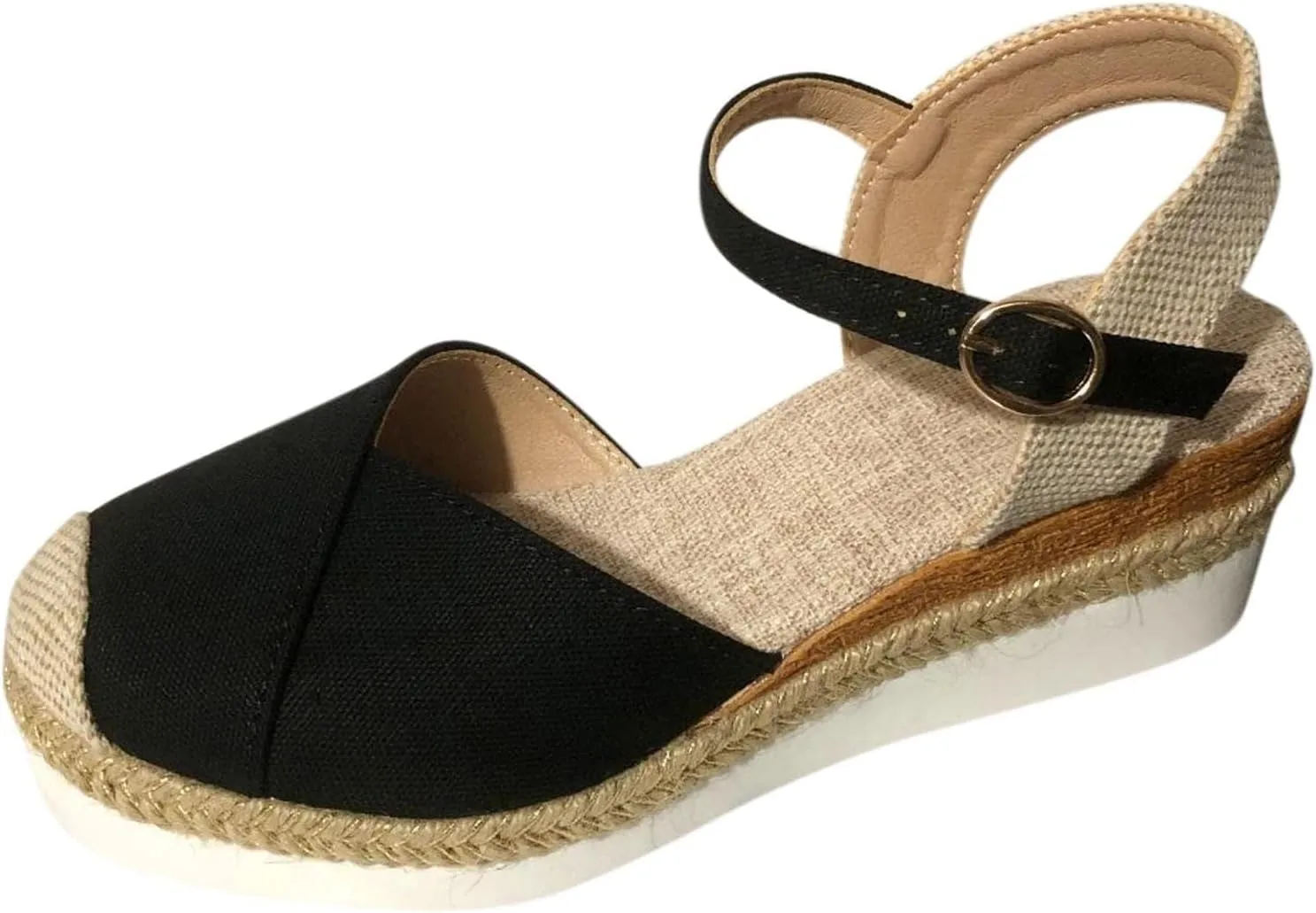 Women's Closed Toe Platform Sandals Summer Buckle Ankle Strap Espadrilles Wedge Sandals Slip On Slingback Dress Comfortable Adjustable Roman Sandal Beach Going Out Work Office Fashion Espadrille Shoes