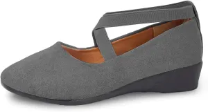 Women's Comfortable Fashion Elastic Criss-Cross Ankle Flats Shoes Close Toe Slingback Slip On Ballet Shoes Dressy Casual Soft Soles Slides Footwear Lightweight Breathable Walking Shoe