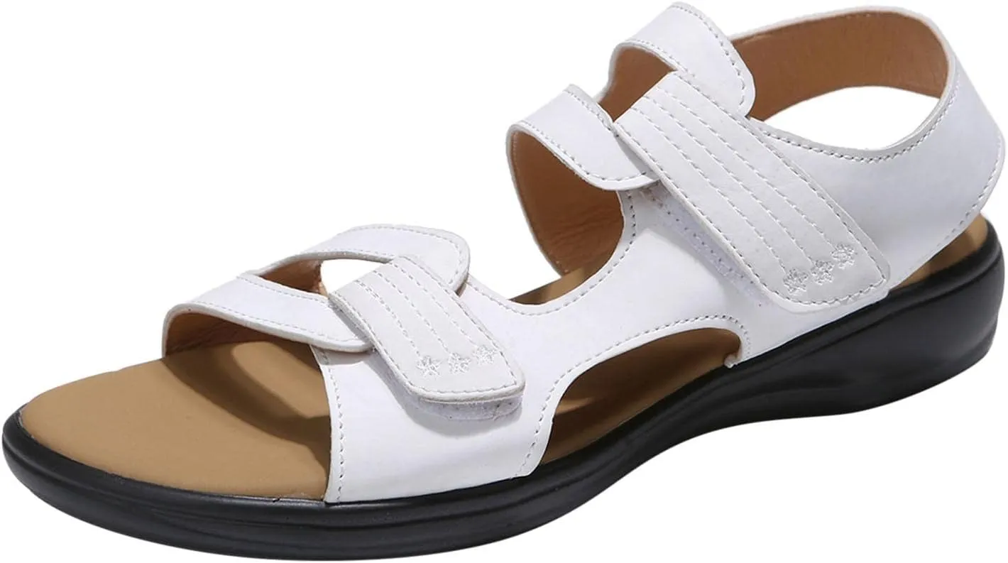 Women's Flat Sandals Leopard Print Double Buckle Strap Sandals for Summer Dress Casual Wide Feet Comfort Thong Summer Non Slip Slip on Outdoor T-Strap Arch Support Water Non size fuzzy H14-Yellow