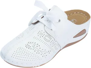 Women's Mules & Clogs Comfortable Arch Support Closed Toe Sandals Lace Up Backless Low Wedges Slip on Shoes Hollow Out Breathable Platform Sandals Slippers
