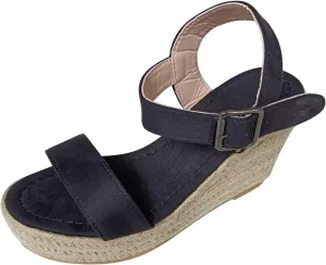Women's Platform Sandals Wedge Ankle Strap Open Toe Single Bands Espadrille Jute Flat with Buckle Heels High Heeled Dress Espadrilles Elastic Criss-Cross Girls Little Big Kid Wedges Shoes