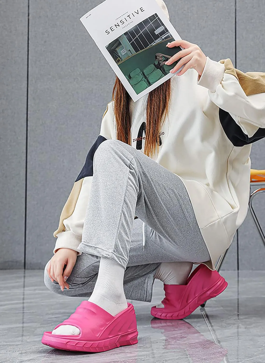 Women's Platform Slope Heel Slippers Slope Heel Orthopedic Sandals Platform Wedge Slippers Cloud Slippers Garden Clogs Hugger Sandals