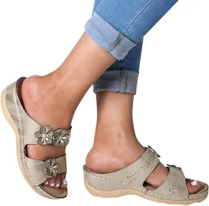 Womens Sandals Casual Comfortable Bohemia Beach Flat Sandals Floral Gladiator Shoes