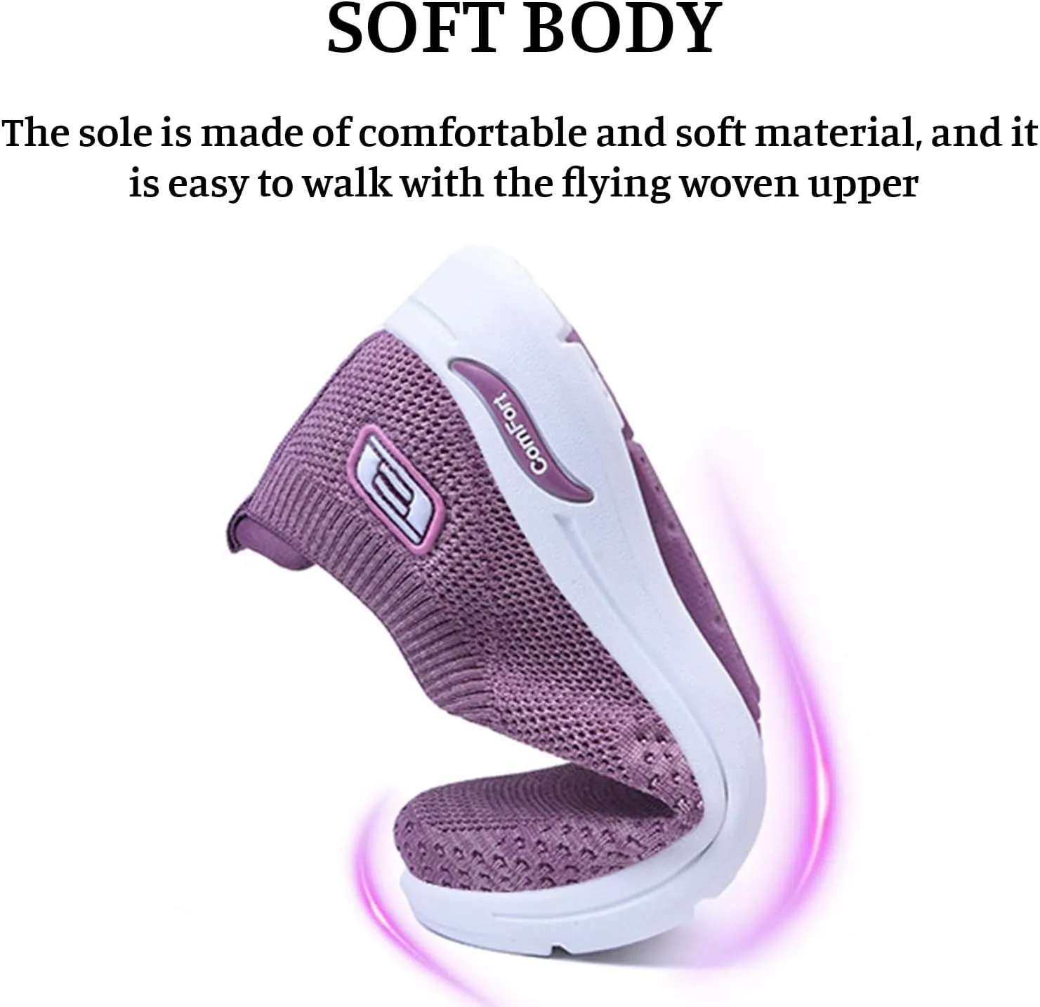 Womens Shoes Free Slip-Ins Relaxed Fit Sport Sneaker Comfortable Soft Sole Slip-On Loafers Tennis Shoes Breathable Fly Woven Mesh Sneakers
