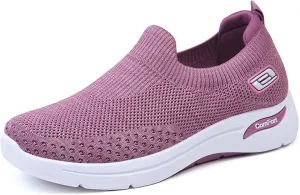 Womens Shoes Free Slip-Ins Relaxed Fit Sport Sneaker Comfortable Soft Sole Slip-On Loafers Tennis Shoes Breathable Fly Woven Mesh Sneakers