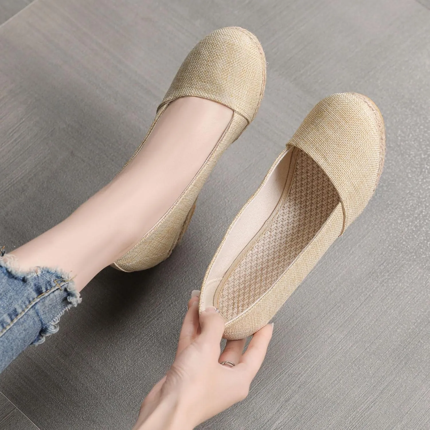 Womens Summer Fashion Close Toe Breathable Flatform Wedge Heel Sandals Espadrille Non Slip Shoes with Arch Support for