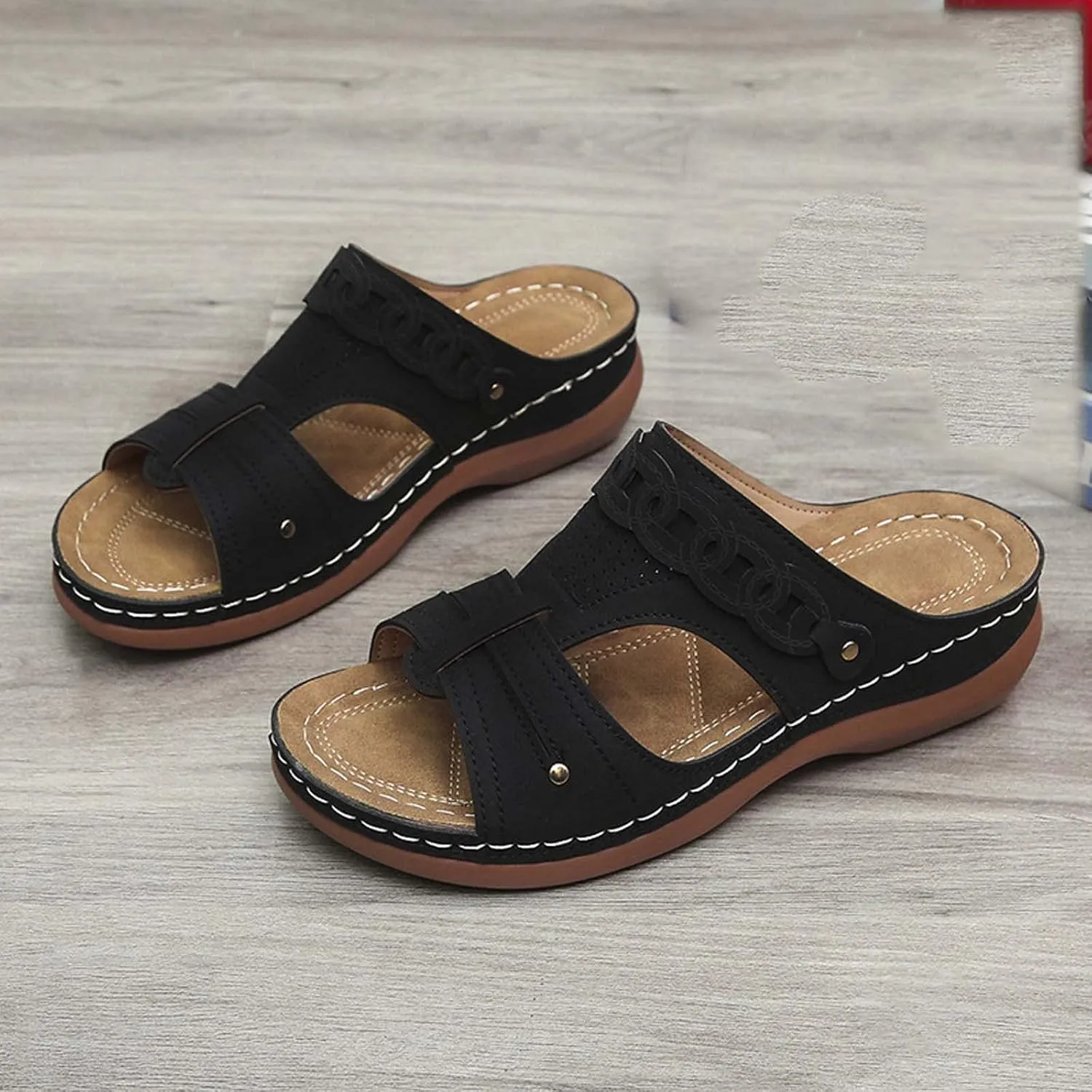 Women's Wedge Platform Slide Sandals Slip On Open Toe High Heels Buckle Casual Summer Shoes Beach Dressy Footwear