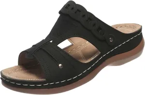 Women's Wedge Platform Slide Sandals Slip On Open Toe High Heels Buckle Casual Summer Shoes Beach Dressy Footwear