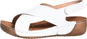 Womens Wedge Sandals Summer Closed Toe for Women Dressy Wedges Crisscross Strap Orthopedic Summer Comfortable with Arch Support Sandal Gladiator Causal Outdoor Beach Athletic Sandal
