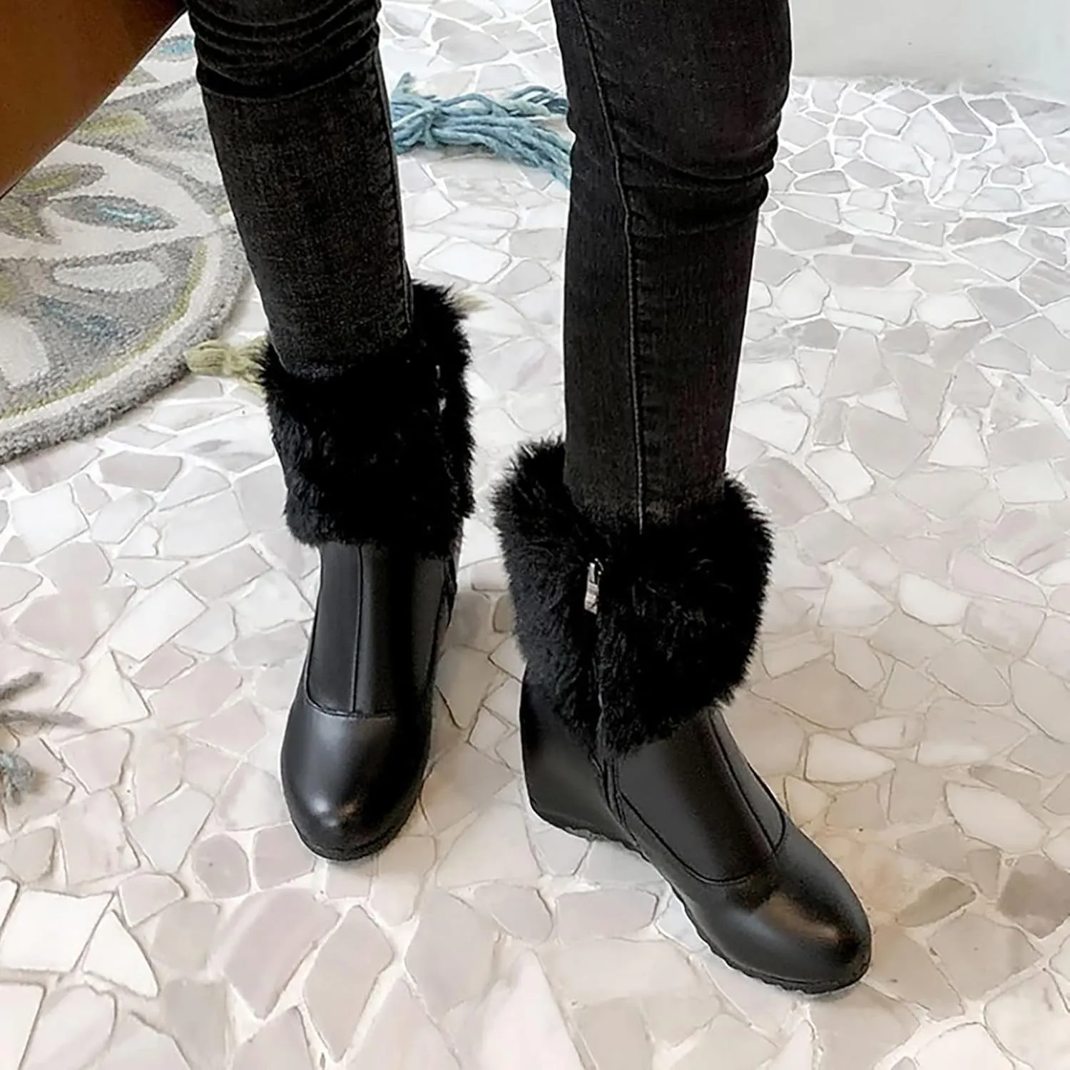 Womens Winter Boots Waterproof Insulated Fur Boots Comfortable Sneaker Boots Fleece Plush Lined Snow Boots Snow Boots